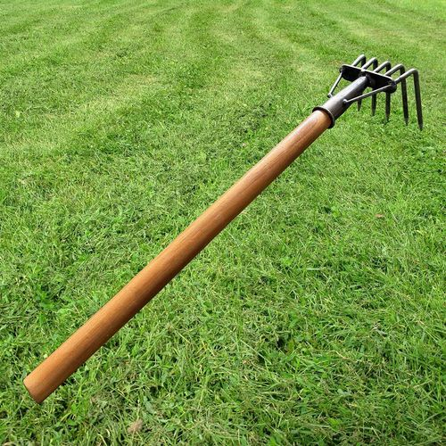 Upgraded American-Style Long-Handle 5-Tine Garden Cultivator Rake