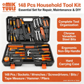 148 pcs household hand tool set with plastic hard‑case box.