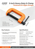 5-Inch Heavy-Duty G-ClampThickened 20% Higher Strength