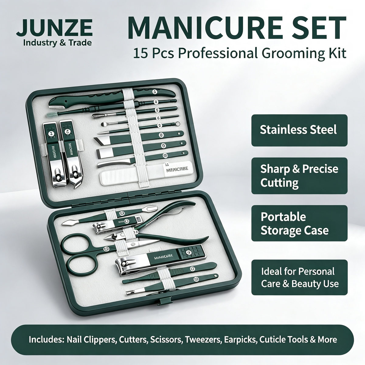 German brand nail clipper set, nail clippers, original pedicure nail clipper, ear pick, stainless steel, gift box